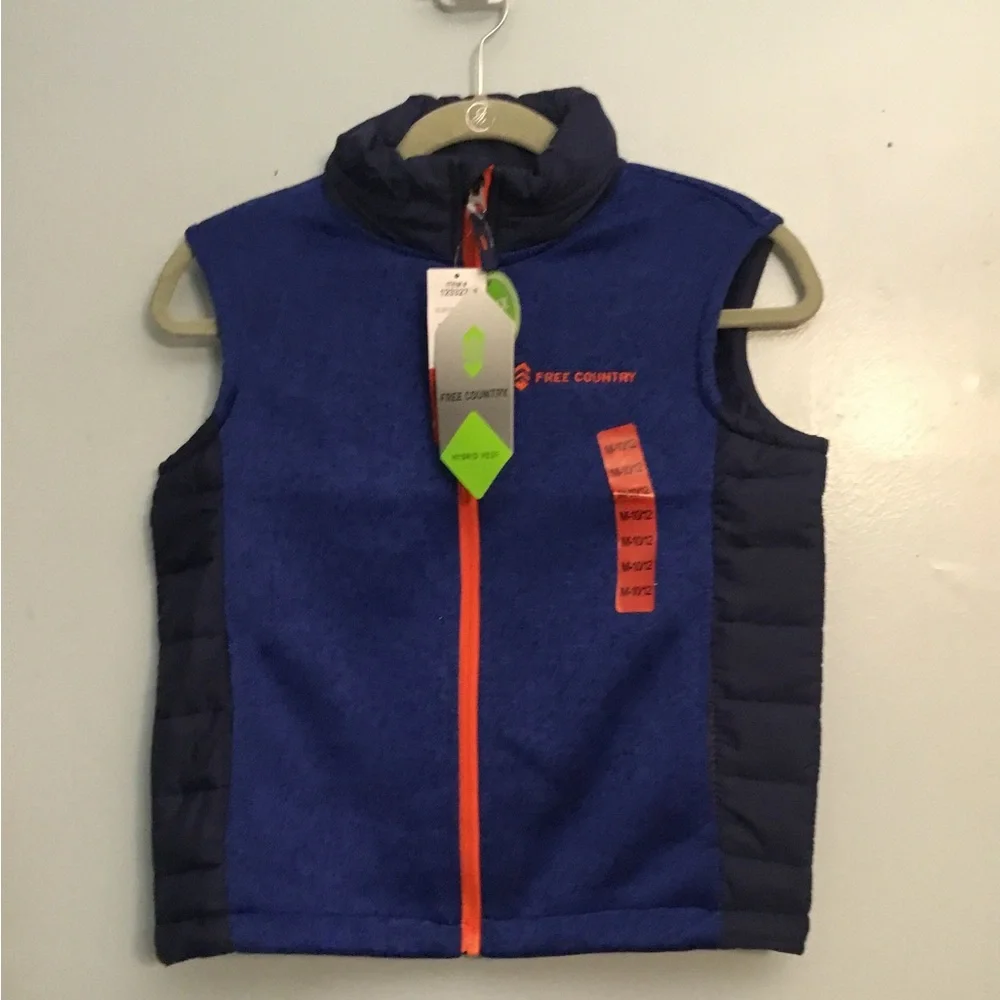 Free Country Blue and Black Vest with Orange Zipper